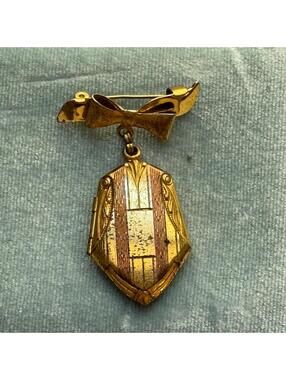 Vintage Gold Filled Locket Bow Brooch